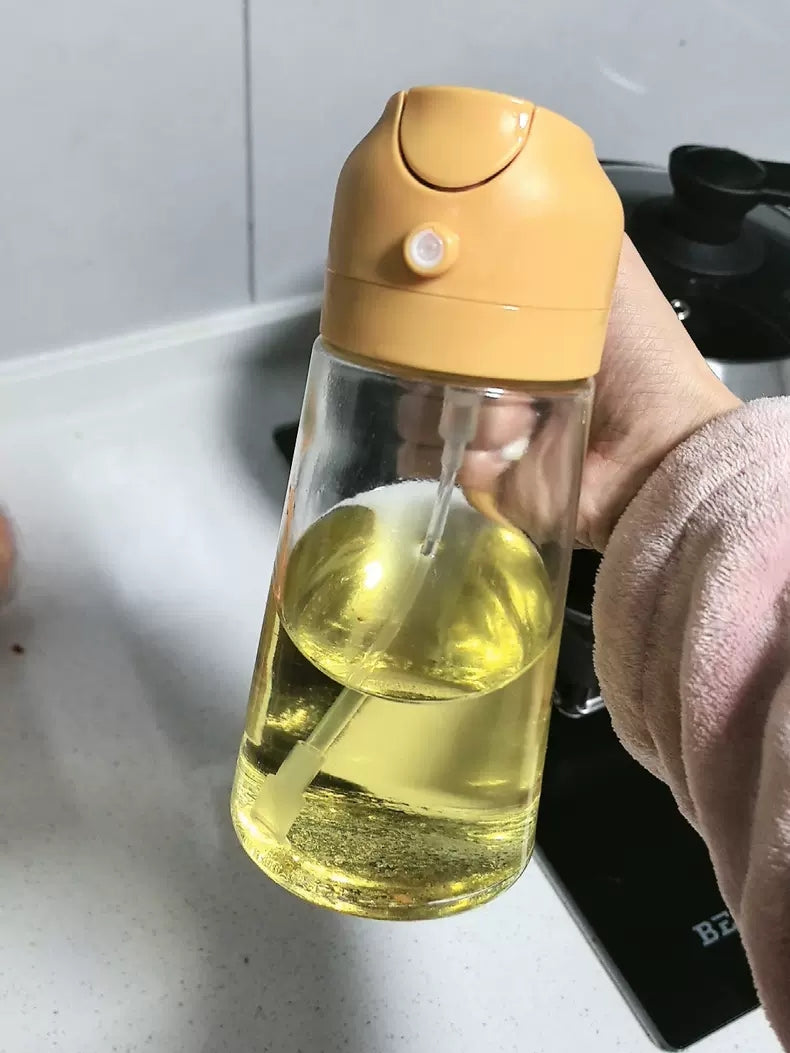 Glass Oil Dispenser with Automatic Opening, Anti-Drip, and Non-Stick Design - Food-Grade Kitchen Condiment Bottle for Oil and Vinegar