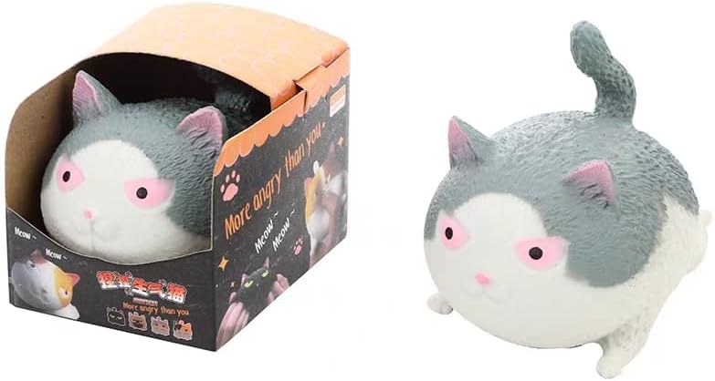 TikTok Angry Cat Stress Relief Squeeze Toy - Creative Stress Reliever Doll, Cute Soft Gel Children's Toy, and Viral Gift for Birthdays.